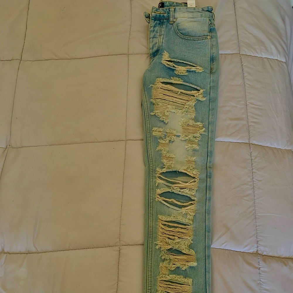 “Light Blue Ripped Jeans 🥶” For Men - Picture 3 of 6